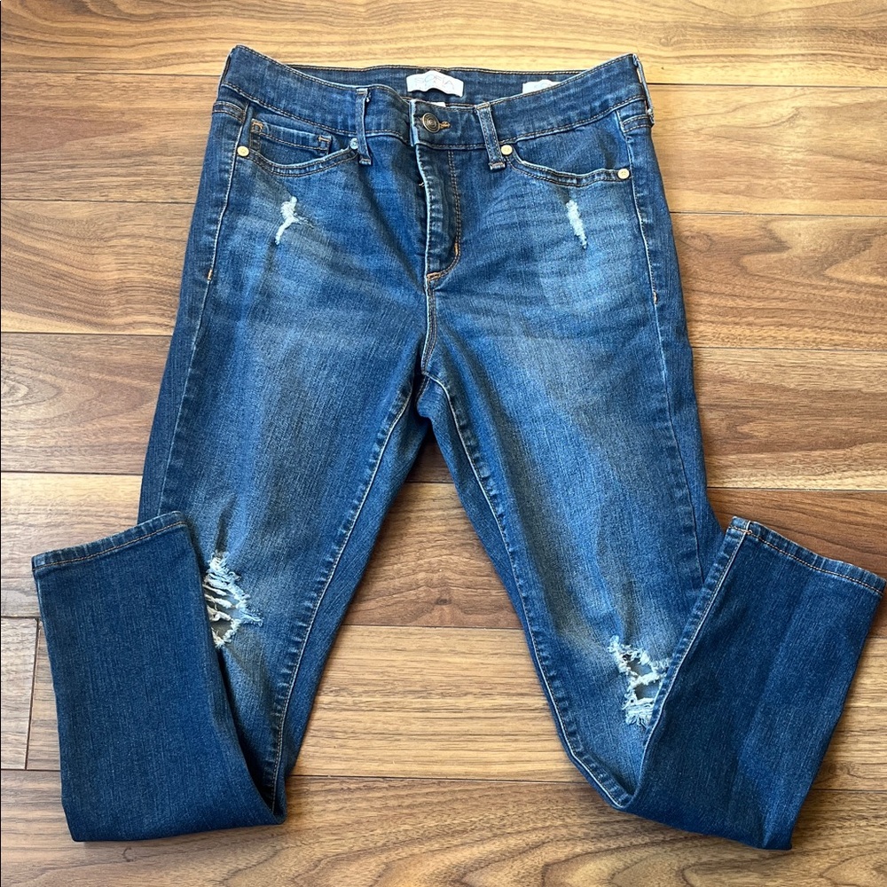 Sofia by Sofia Vergara Blue Distressed Skinny Jeans